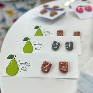 Handmade clay earrings.
